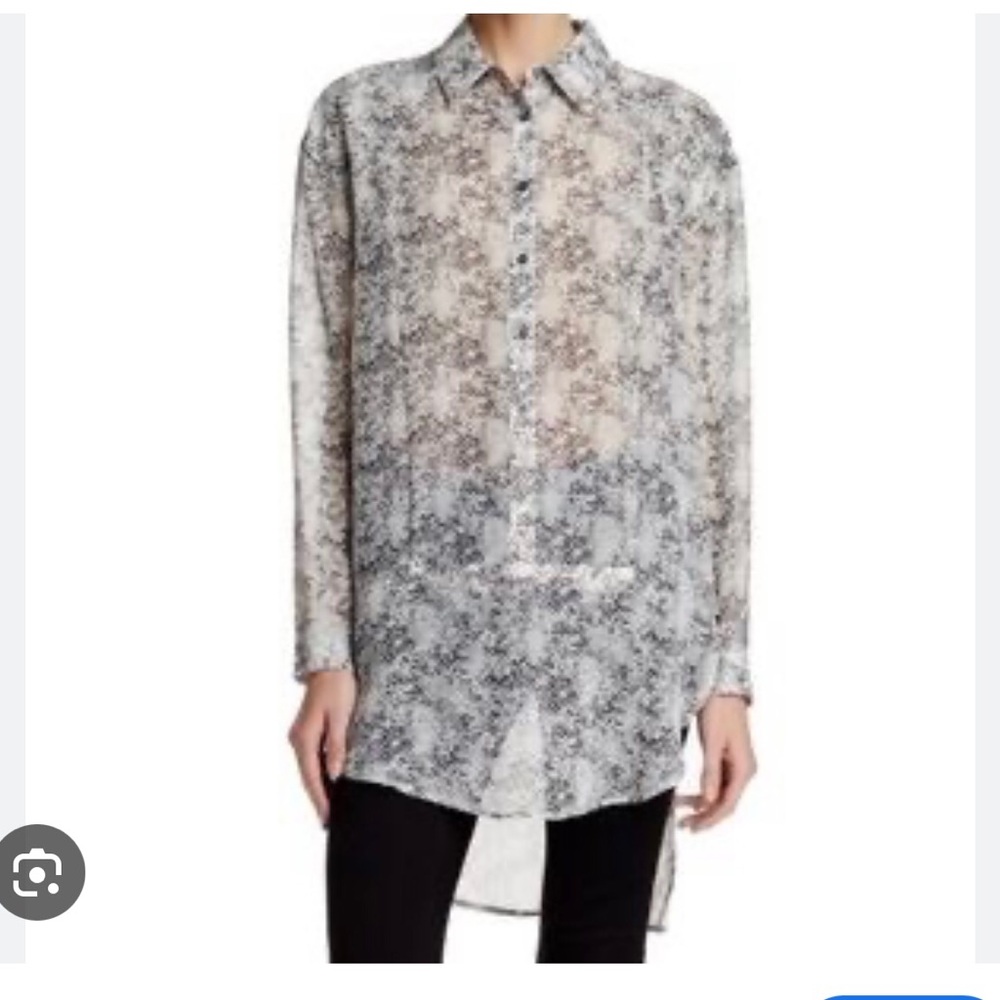 Ro & De , Antropology Black Speckled Button-Front BlouseSize XS